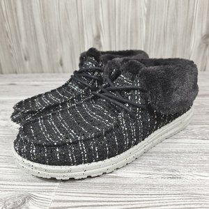 HEY DUDE Britt Boucle Faux Fur Lined Slip On Comfort Shoes - Women's Size 6 NEW